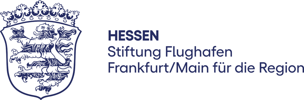 Logo der Stiftung Flughafen Frankfurt mit hessischem Löwen-Logo