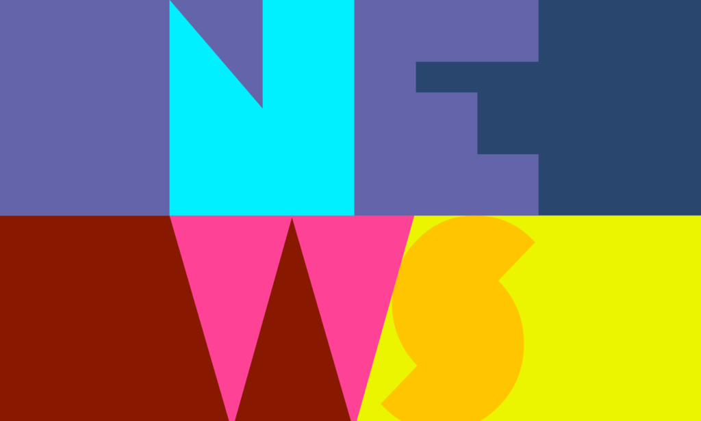 Eine mehrfarbige Grafik mit den Buchstaben NEWS. Darunter in dunkelblauer Farbe auf weißem Grund das Wort Nachrichten